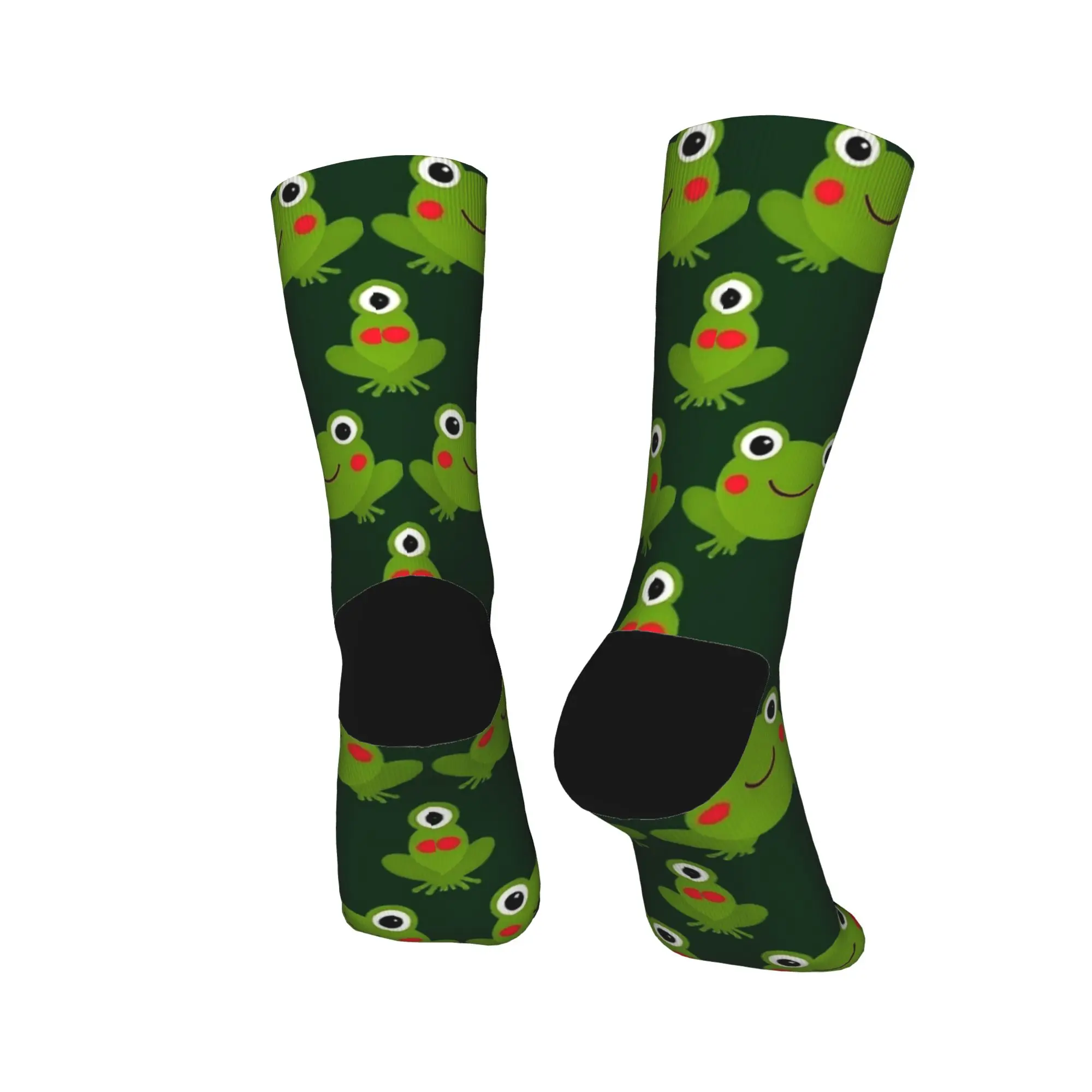 Kaus Kaki Motif Katak Kecil yang Lucu Stoking Retro Unisex Pria Kaus Kaki Lari Sedang Lembut Motif Cetak Musim Gugur Anti Keringat