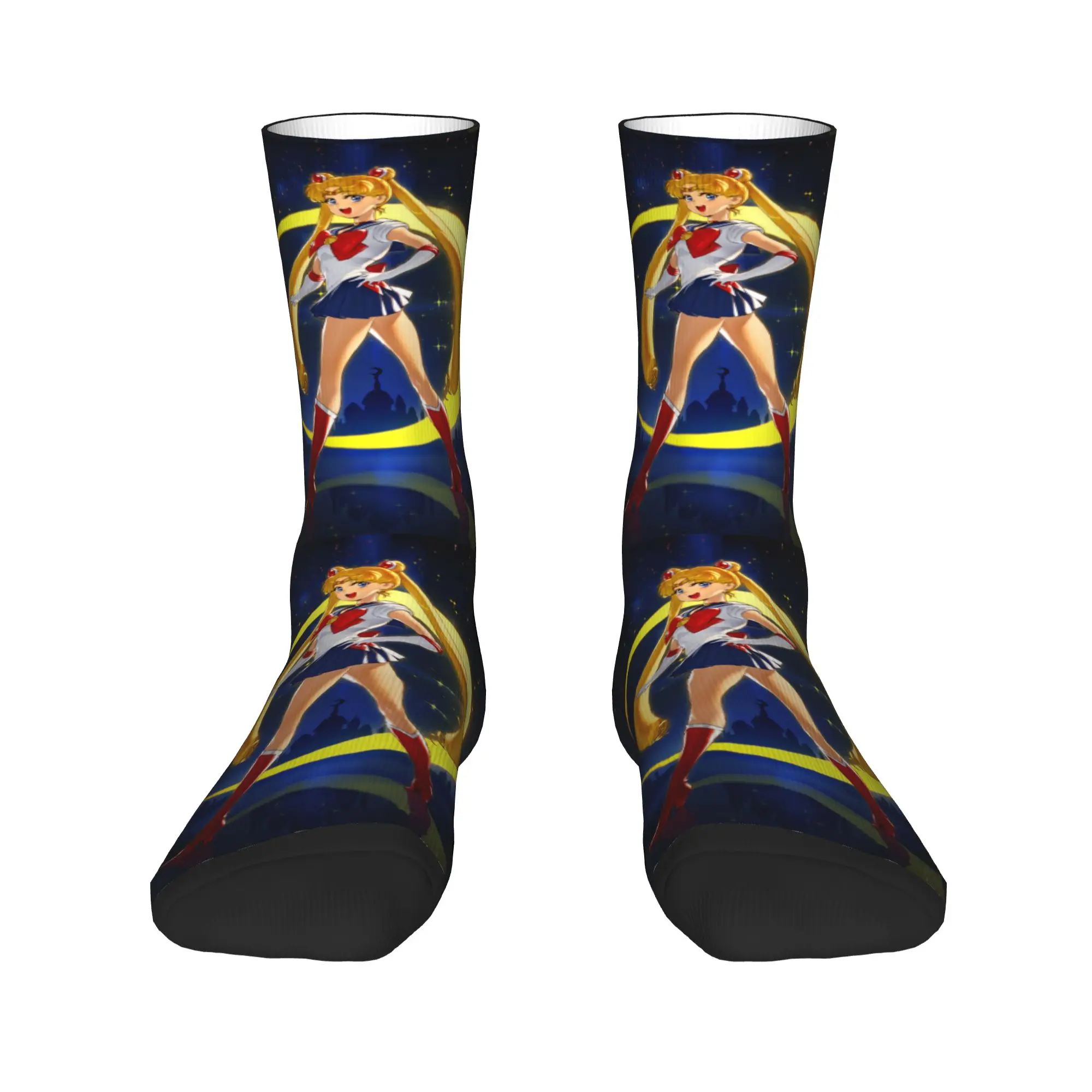 Custom Kawaii Japanese Shojo Manga Sailor Socks Women Men Warm 3D Printed Anime Moon Girl Football Sports Socks