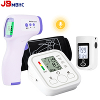 Pulse Oximeter Finger Clip Pulse Monitor + Arm Blood Pressure Monitor Tonometer Tensiometer Sphygmomanometer + Body Thermometers