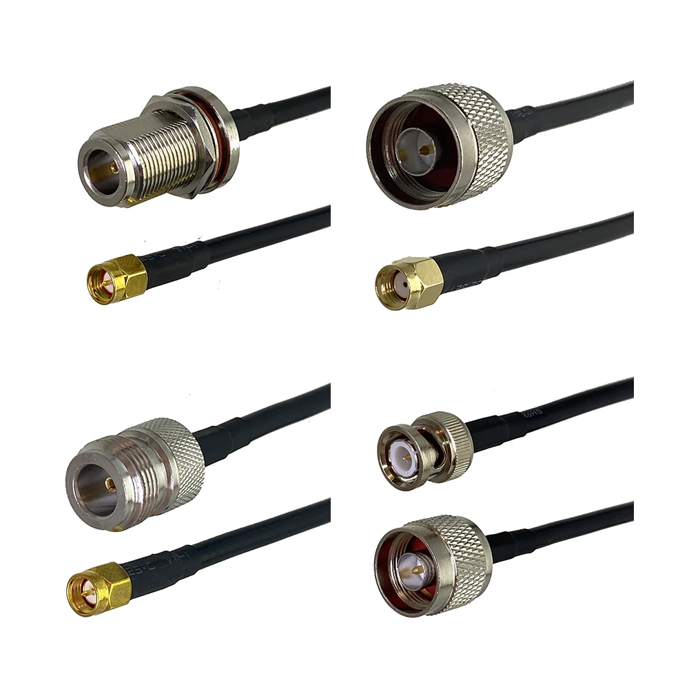 

RG58 N to BNC SMA UHF N FME TNC Male Plug & Female Jack Nut Bulkhead Connector RF Coaxial Jumper Pigtail Cable 6inch~5M