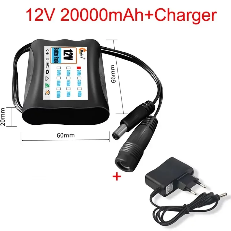 12 V 20000 mAh 18650 Lithium Oplaadbare Batterij 3S1P voor Luidspreker zaklamp CCTV Camera GPS Draagbare zoeklicht apparatuur