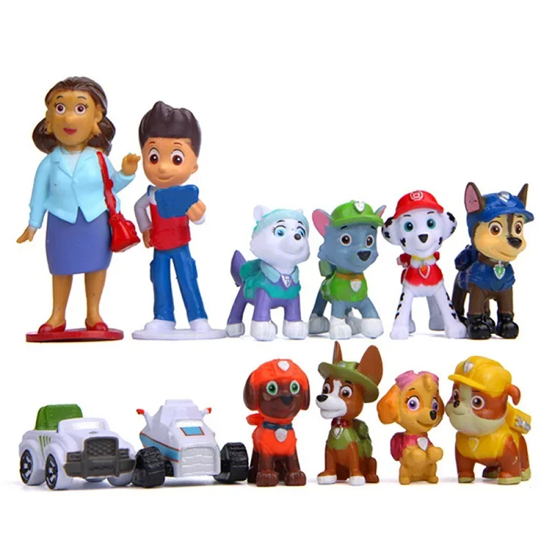 Paw Patrol Canina 4-10cm Anime Model Rescue Dog Toy Action Figures Pat Patrouille Cartoon Car Toy PVC Ornaments Children Toy