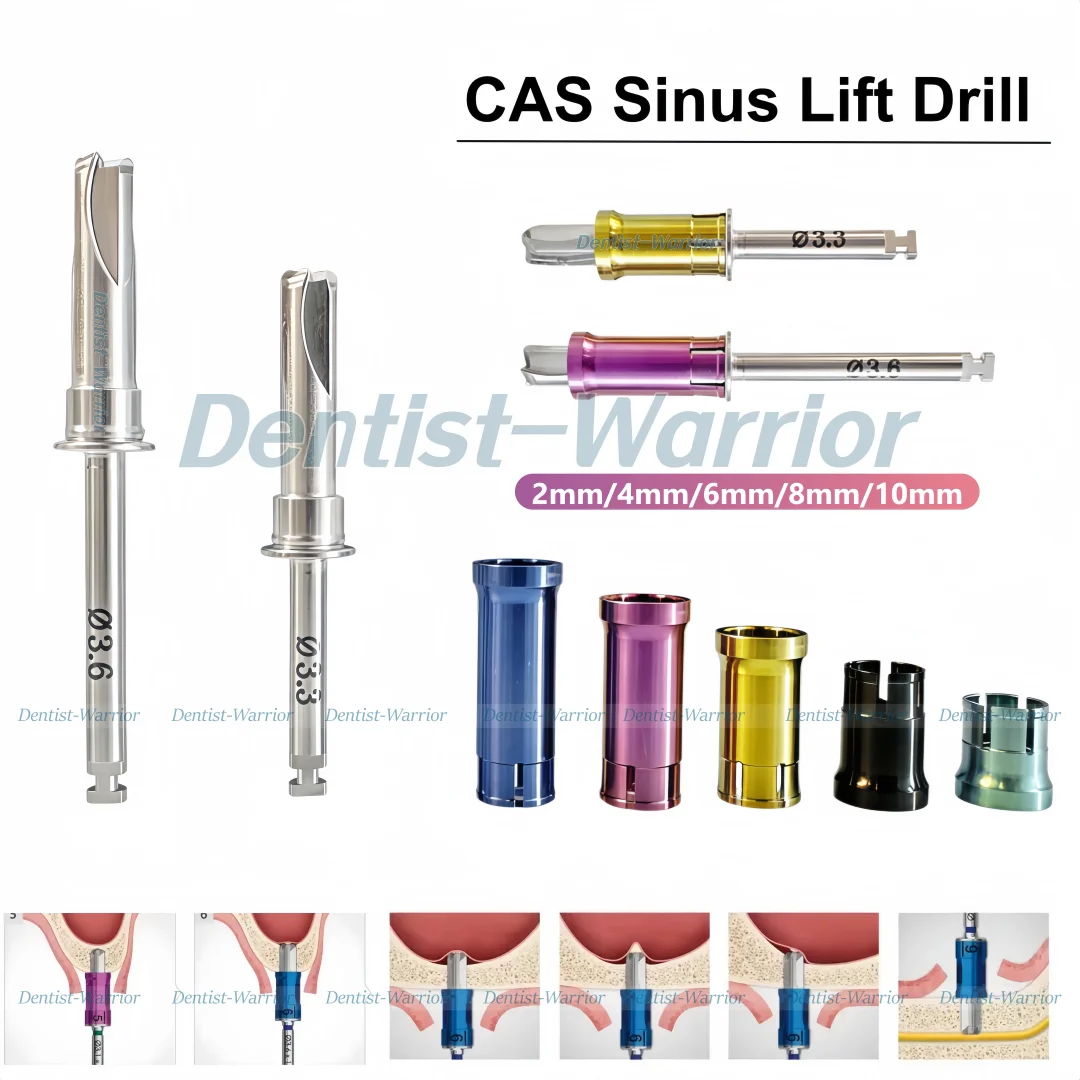 Dental CAS Sinus Lift Drill with Stop Sleeve Crestal Approach Sinus Lift Safe Elevation Drill Kit