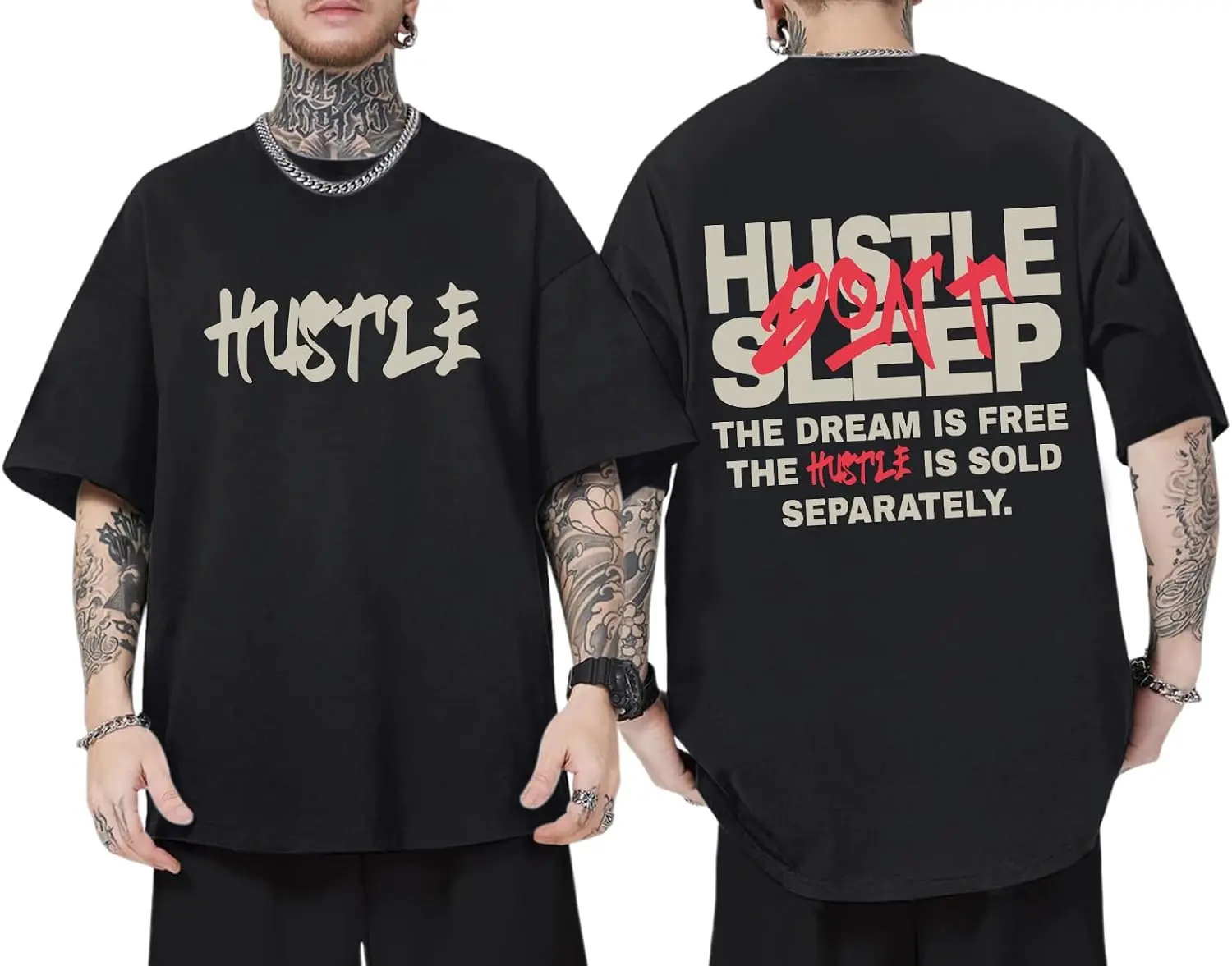 Oversized Graphic Tshirts for Men Streetwear Vintage Letter Shirt Inspirational Motivational Positive Cotton Shirts