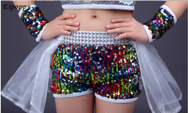 Dance Wear Girls Jazz Dance Street Dance Performance Costumes Children's Modern  Model Catwalk Sequin Costumes Skirts