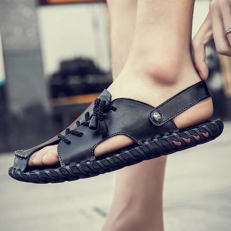 รองเท้าแตะสําหรับชายหนังแบนรองเท้าชายหาดอิตาเลี่ยนสไตล์บุรุษรองเท้าแตะคุณภาพห้องน้ําผู้ชายรองเท้าแตะสไลด์ Sandalia Feminino Luxo