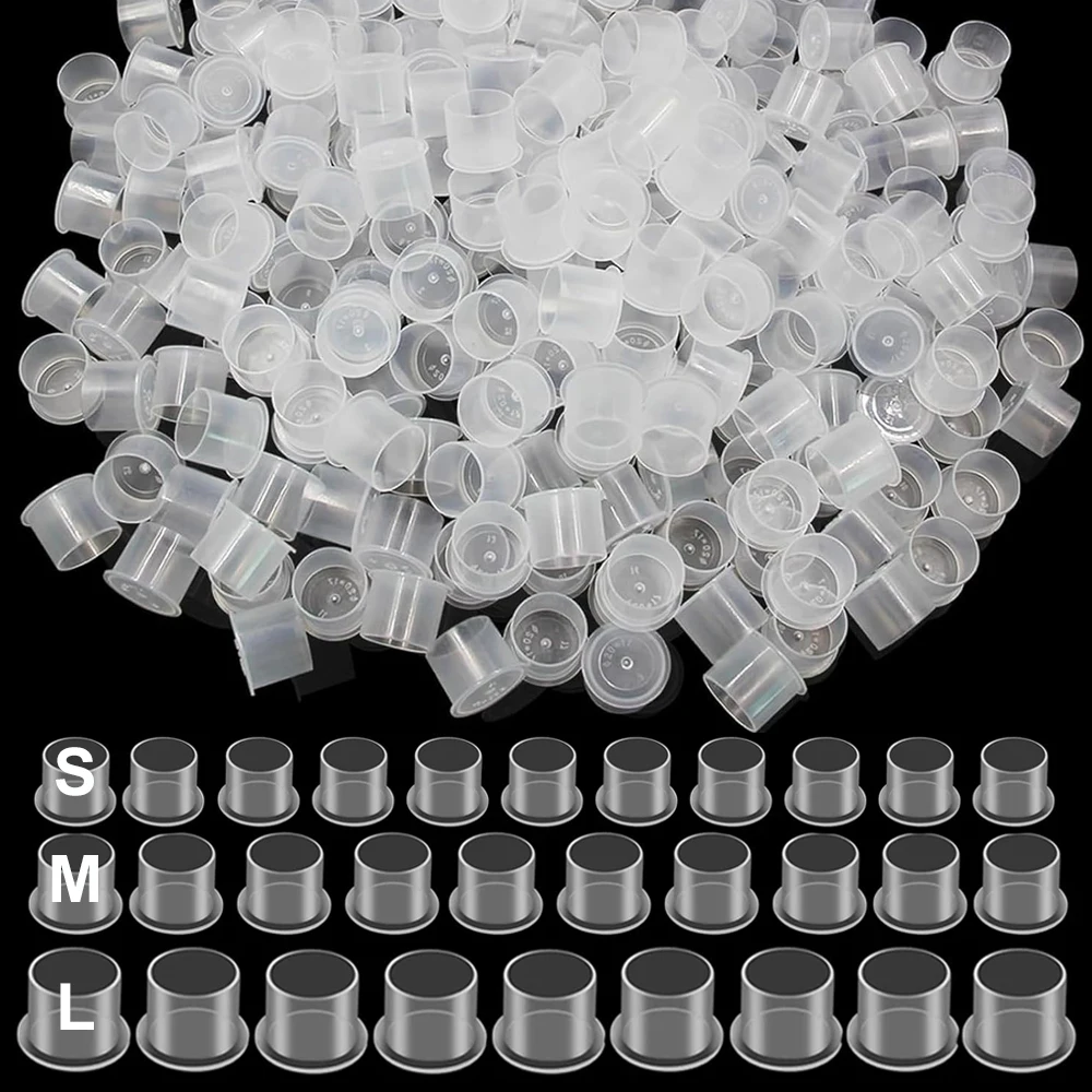 Disposable Plastic Tattoo Ink Cup Caps with Base Permanent Makeup Clear Pigment Holder Container Caps Tattoo Accessories