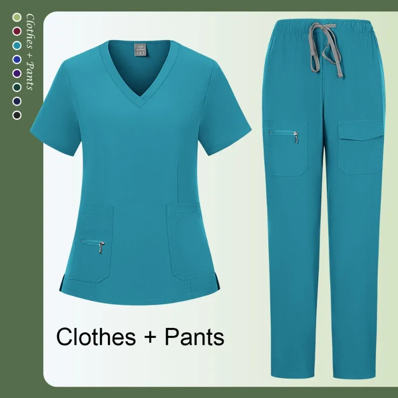 Terno esfoliante veterinário de manga curta, uniforme de clínica dentária, sala de operação, roupa de enfermeira