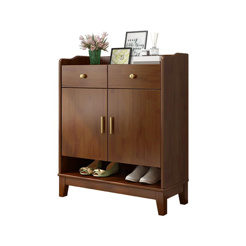 

Household door solid wood shoe cabinet with pumping e****mical porch cabinet large capacity locker