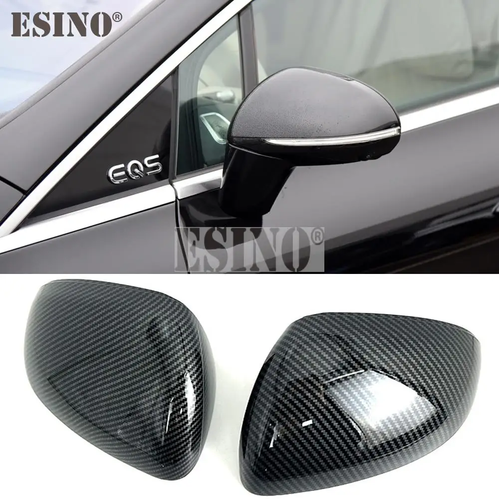 

2 x ABS Carbon Fiber Look Rearview Side Mirror Replacement Covers Case Trims For Mercedes Benz W206 W223 EQE EQS C200 C300 S580