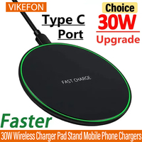 VIKEFON 30W Wireless Charger For iPhone 16-12 Pro XS XR Induction Fast Wireless Charging Pad For Samsung Xiaomi Charging Dock