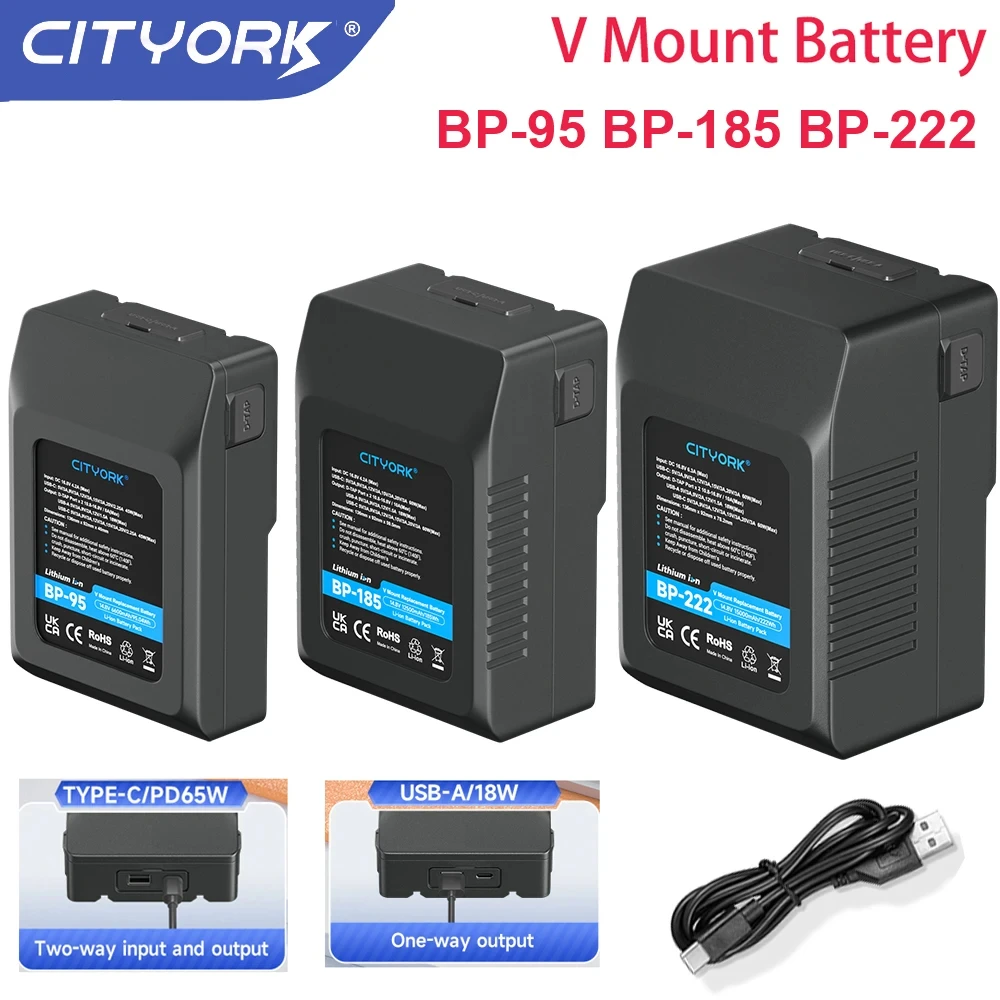 

V-Lock BP Batteries BP-95 BP-185 BP-222 V Mount Battery for Camcorder Broadcast LED Video Light Blackmagic URSA Mini Pro cameras