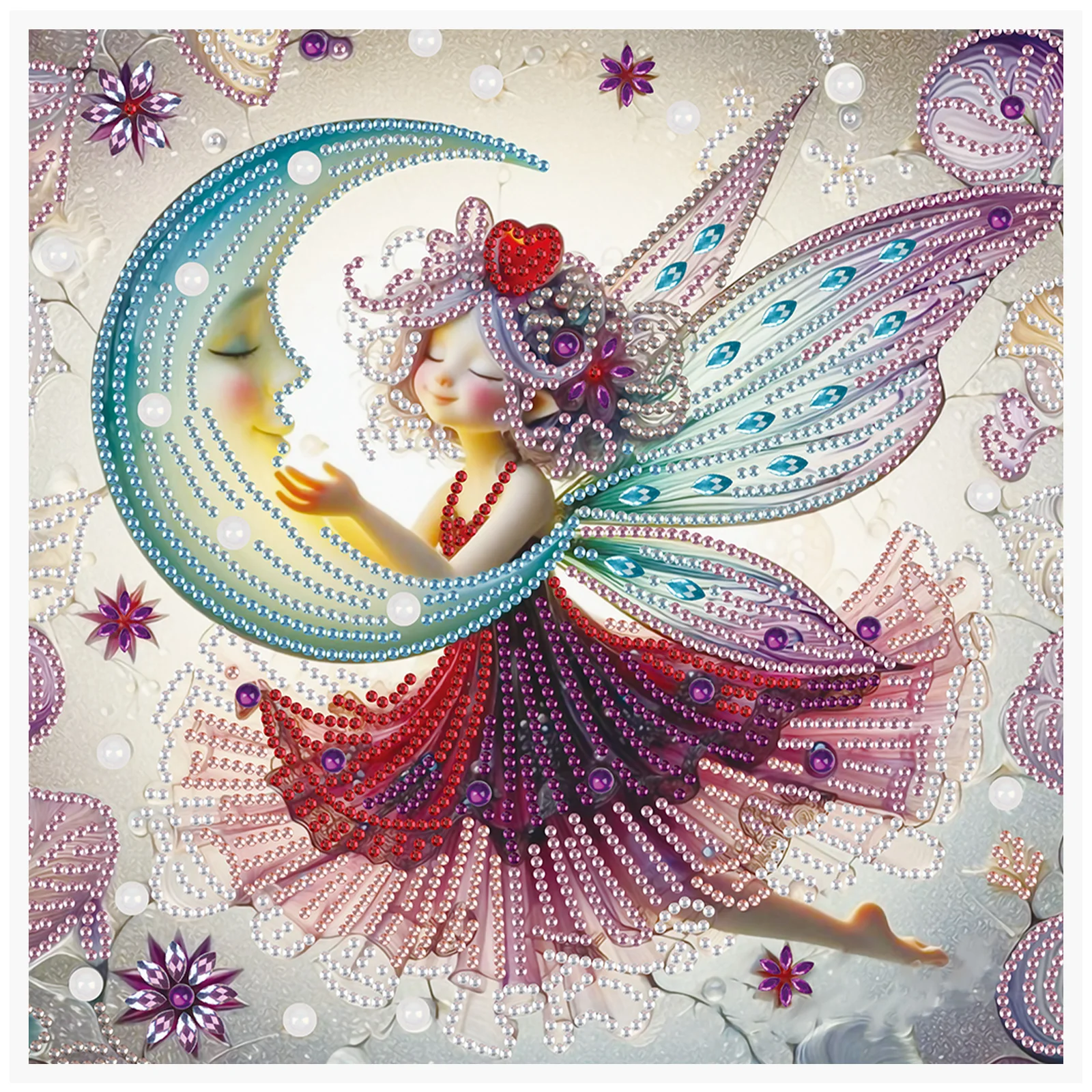 مجموعة فنية ماسية ذات شكل خاص من DIY Moon Fairy للمبتدئين والكبار، مجموعات رسم فنية ماسية لتزيين جدران المنزل كهدية #1