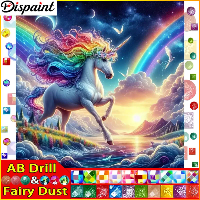 

Dispaint Fairy Dust AB "Horse Rainbow Sunset" алмазная живопись 5D полная квадратная/круглая дрель домашний декор DIY Алмазная вышивка