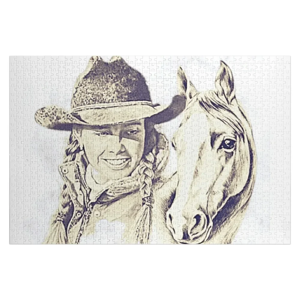 

Just A Cowgirl Jigsaw Puzzle Wooden Boxes Custom With Photo Customs With Photo Puzzle