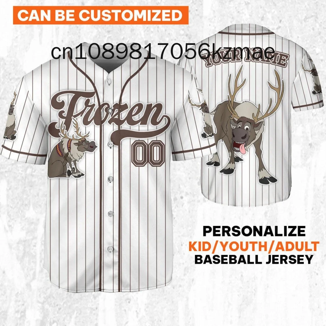 New Disney Frozen Sven  Baseball Jersey Custom Name Cartoon Baseball Shirts Outdoor Sports Casual Men Women Kids Tops