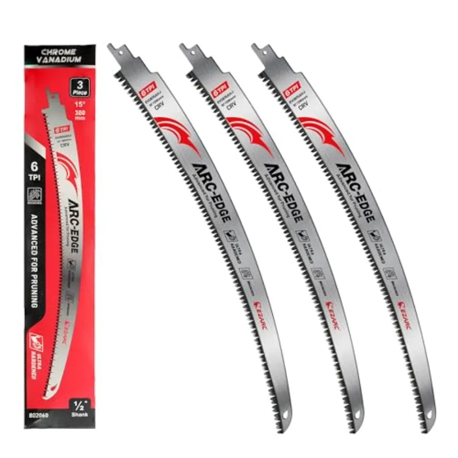 

Japanese Teeth Reciprocating Saw Blade, Arc Edge Wood Prung Saw Blades 6TPI for Tree Trimmg, Wood Cuttg, 3 Pieces