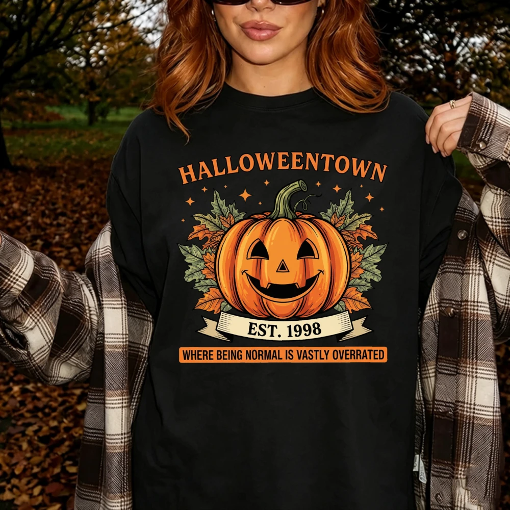 Halloween Est 1998 T Shirt Unisex Cotton Jack O Lantern Pumpkin Short Sleeve Graphic Tee Vintage Autumn Casual Aesthetics