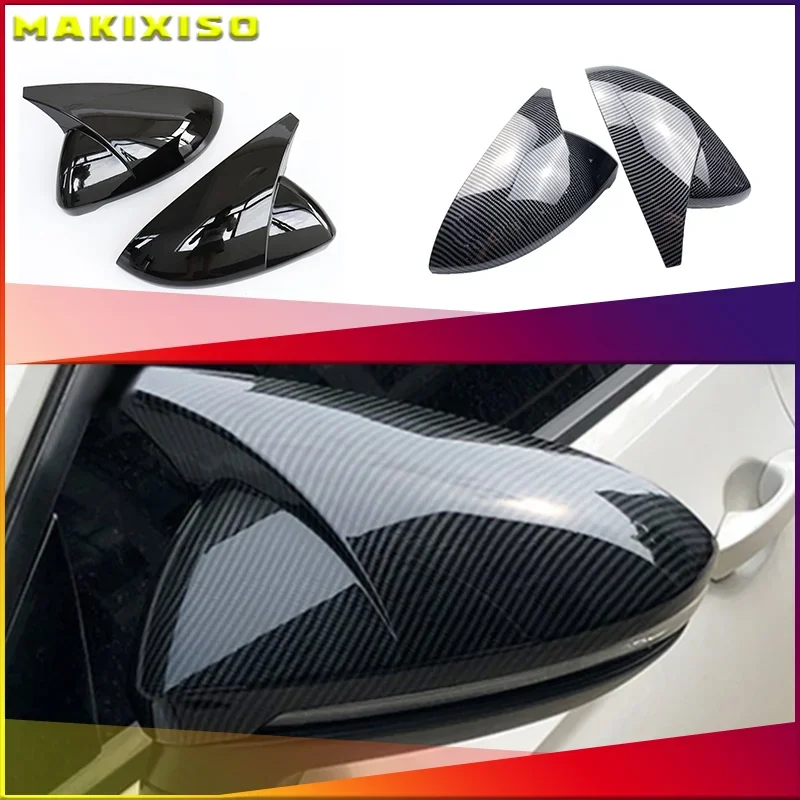 

2 pieces For VW Golf MK7 7.5 GTI 7 7R Mirror Covers Caps RearView Mirror Case Cover Carbon Look Bright Black Matte Chrome Cover