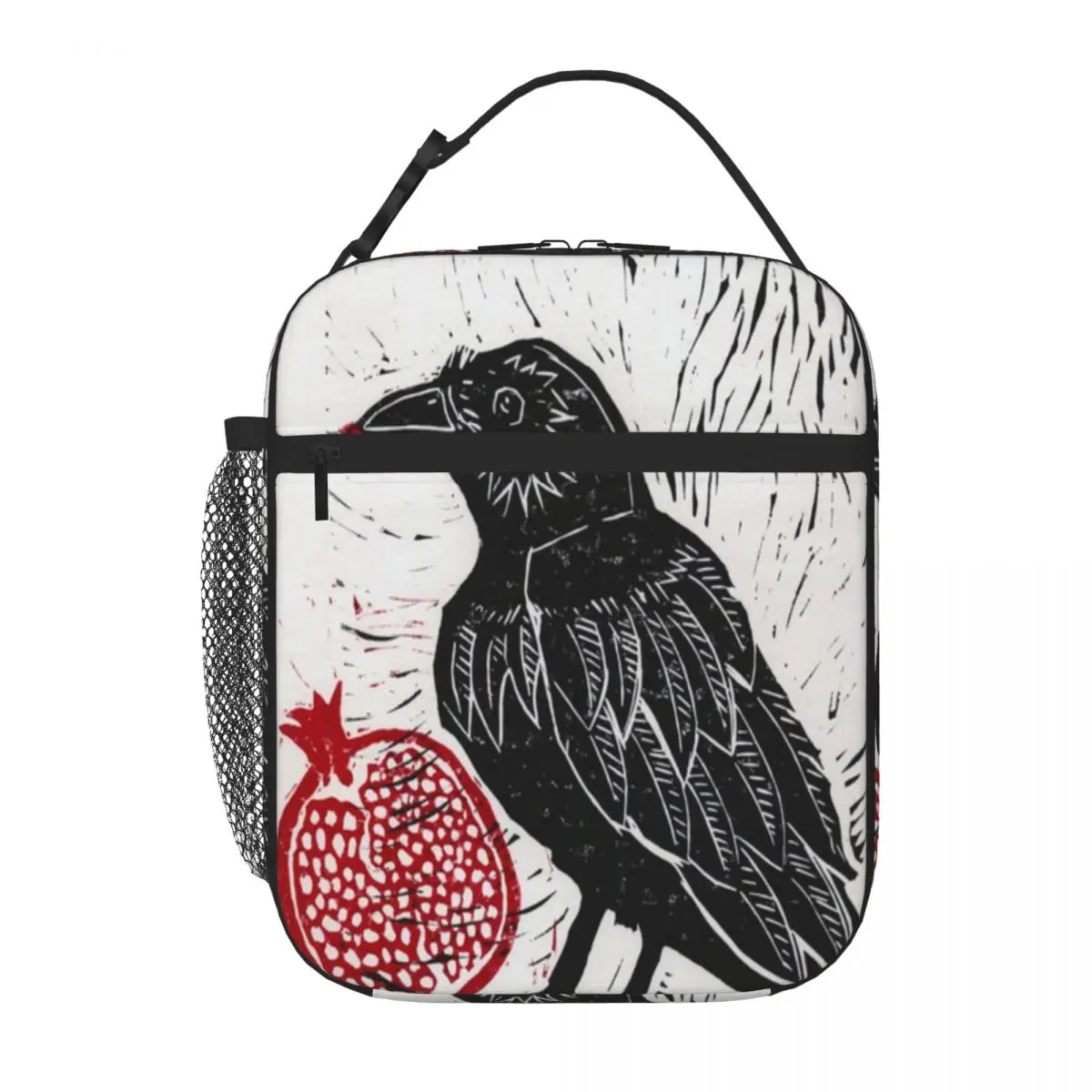 Hot Sale Raven And Pomegranate Urban Street Student Lunch Bag Kid Outdoor Class Portable Lunch Bag