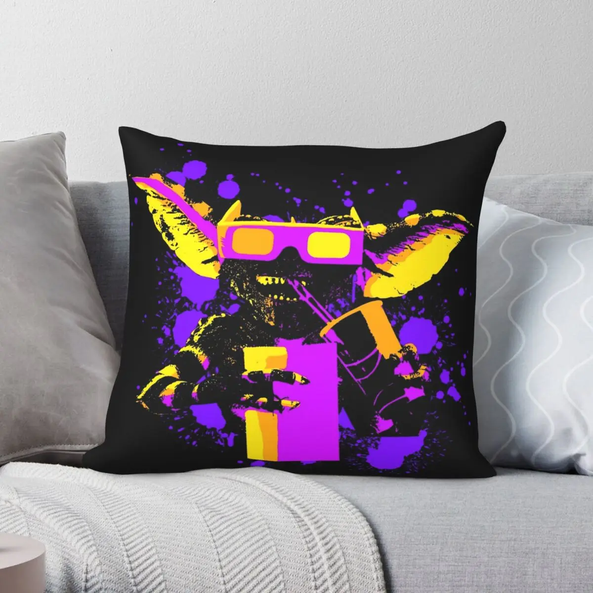 3D Gremlin Square Pillowcase Polyester Linen Velvet Printed Zip Decor Throw Pillow Case Sofa Cushion Cover