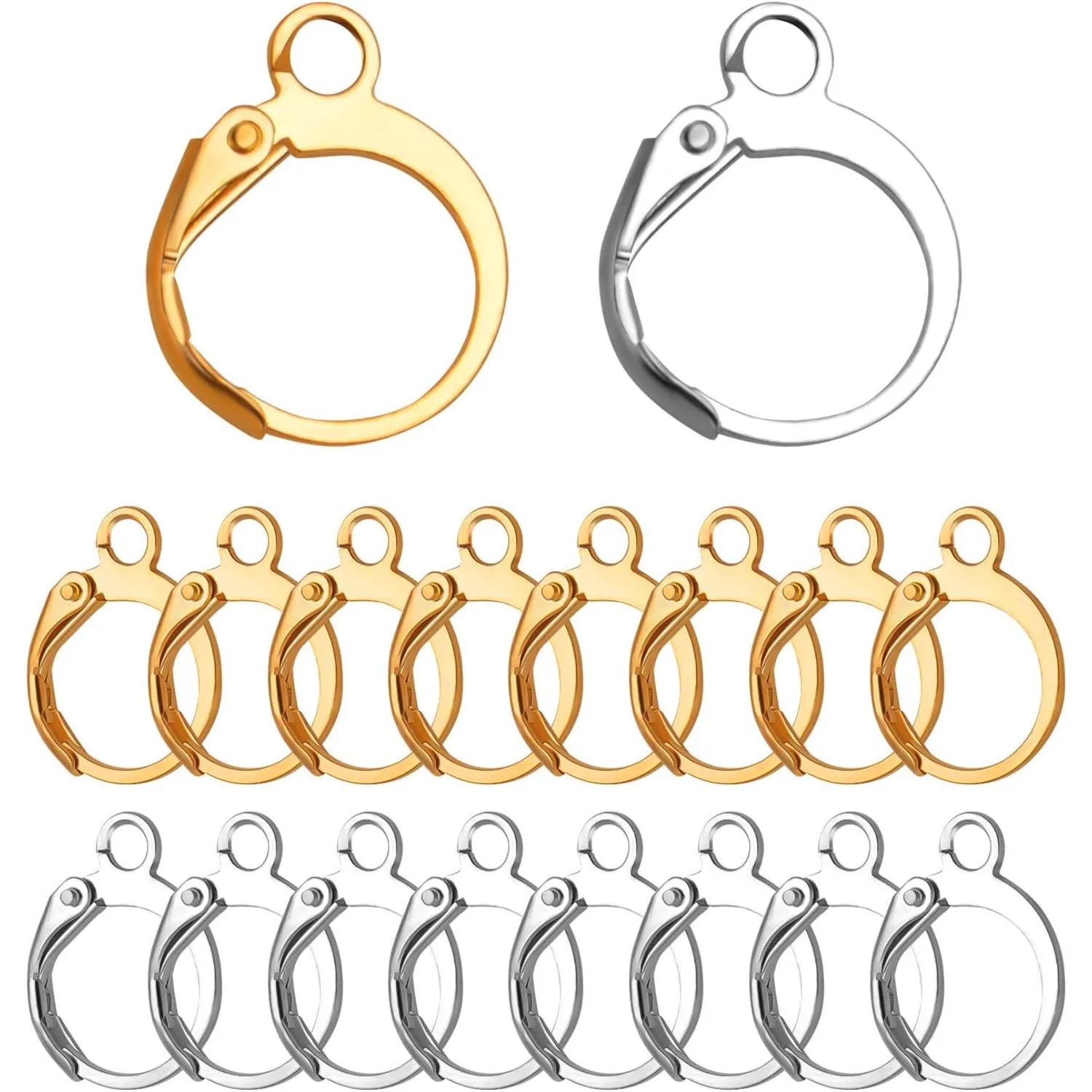 

Серьги с крючком для прыжков, 100 шт., круглые крючки для сережек с рычагом, сменные провода для ушей во французском стиле, золотые и серебряные