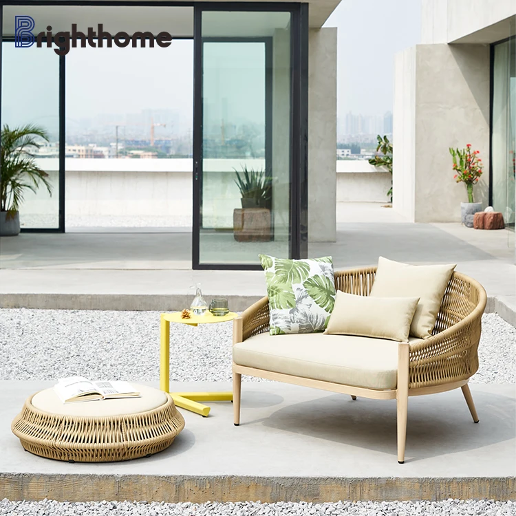 Modern Waterproof Rope Weave Leisure Bed Set Garden Furniture Outdoor Day Bed