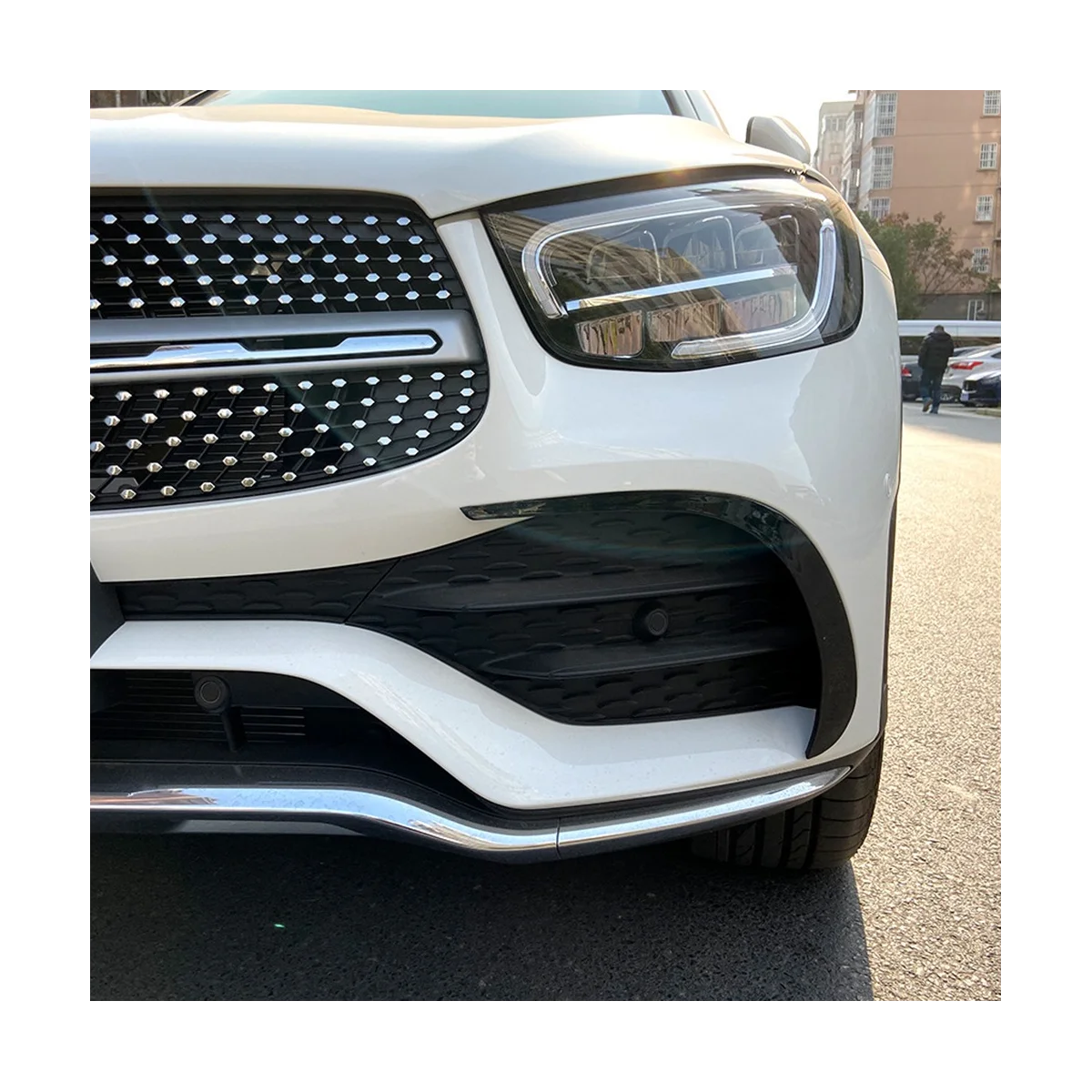 Car Front Bumper Spoiler Air Vent Outlet ABS Trim Cover for Mercedes Benz GLC X253 GLC260 GLC300 2020 2021(Carbon)