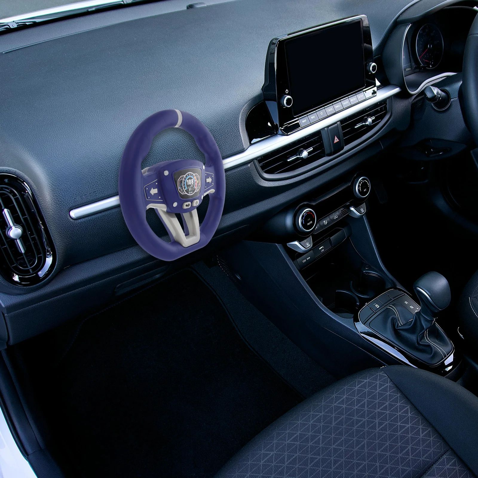 Volante de carro de simulação portátil - Feedback de luz sonora com rotação de 360 graus - Conjunto de jogos de condução infantil para imaginativo