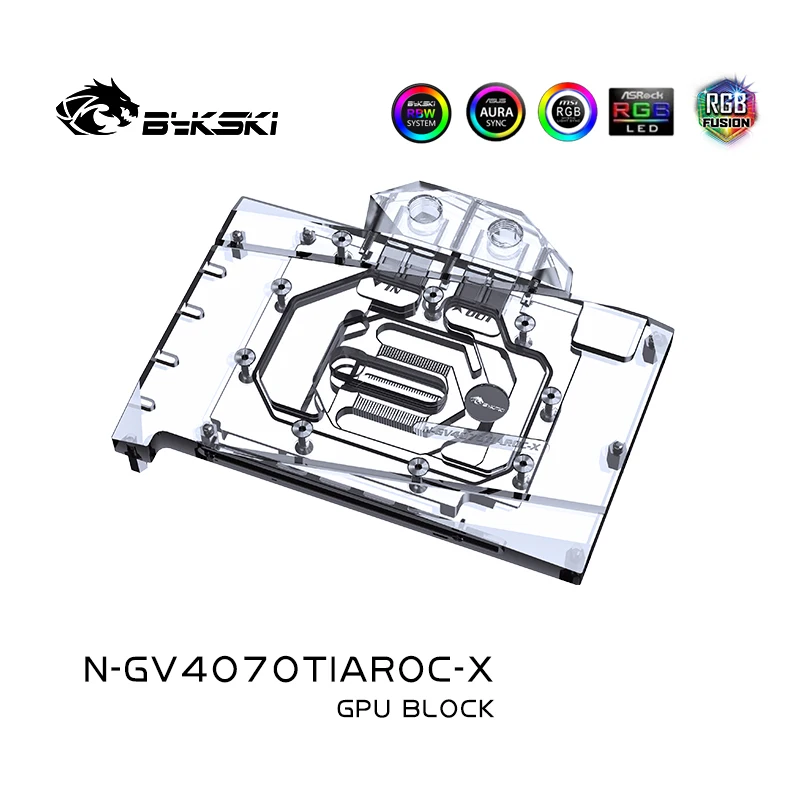 Imagem -03 - Bykski-bloco de Água para Gigabyte N-gv4070tiaroc-x Rtx 4070 Gpu oc Refrigerador com Backplate 5v Argb Sybc