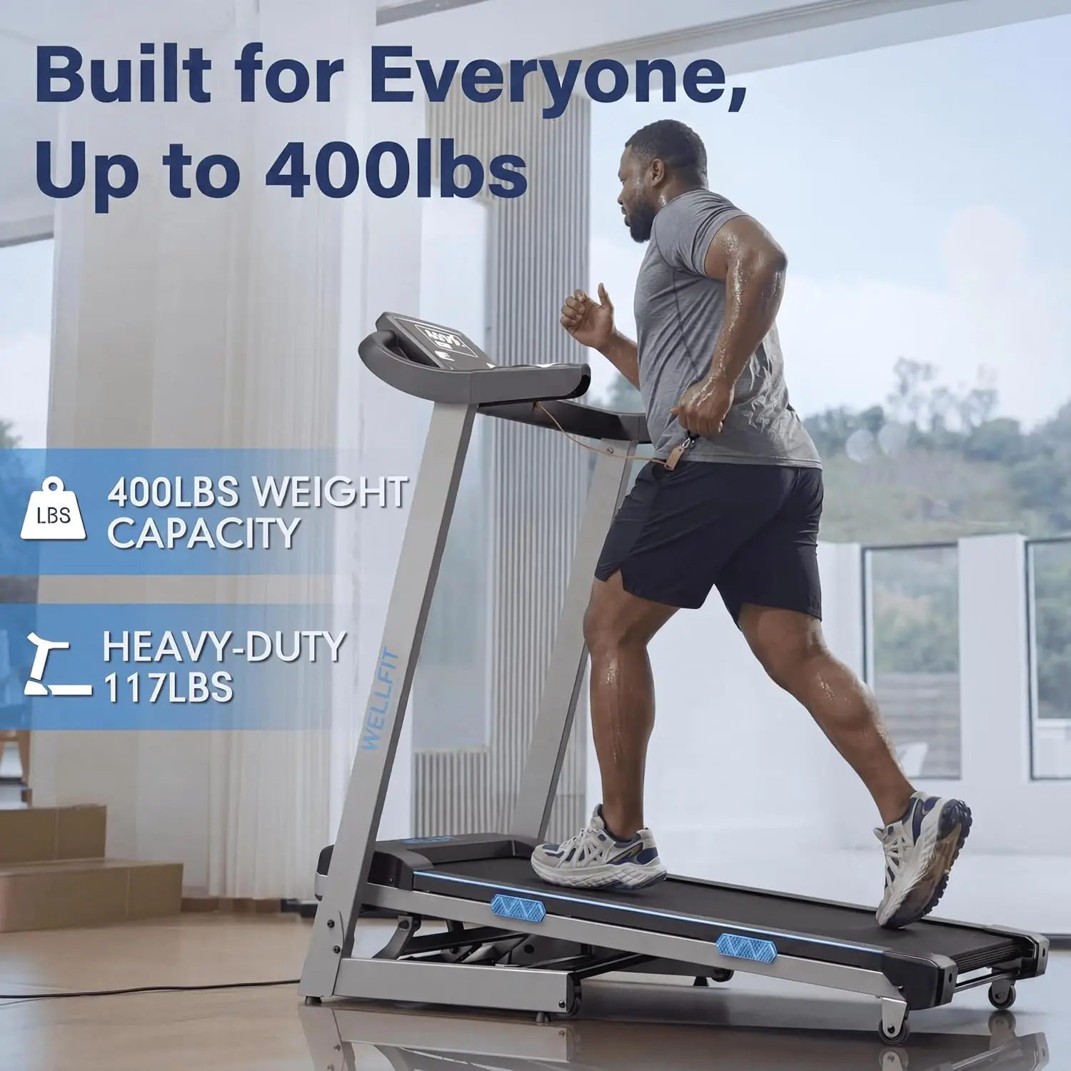 Heavy-Duty Folding Treadmill for Home Use with 15% Automatic Incline