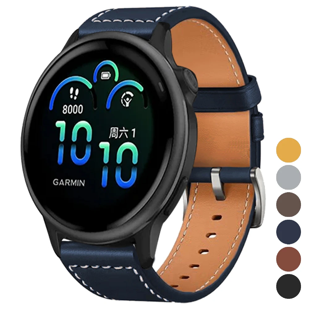 Pulseira esportiva de couro 22mm/20mm, para garmin venu 3 sq 2 forerunner 570 165 265 255music vivoactive 5 6, pulseira de substituição