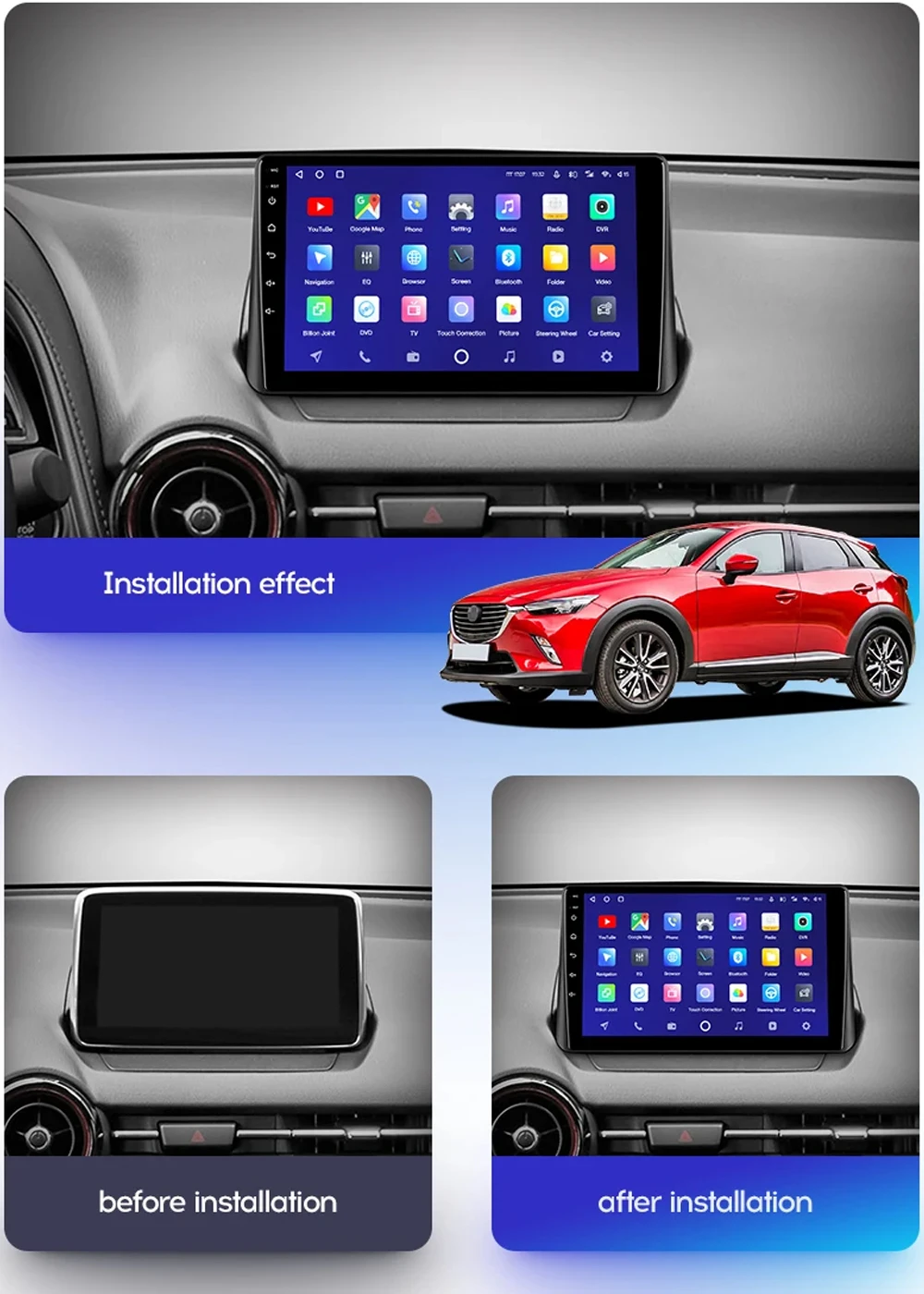 Android 14 Carplay Auto For Mazda CX-3 DK Mazda 2 DJ 2014 - 2023 Car Radio Multimedia Video Player Navigation GPS  No 2Din 2 Din