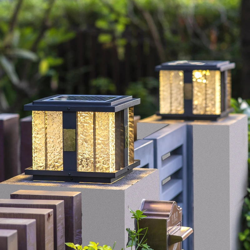 Solar stigma lamp outdoor waterproof villa courtyard new Chinese door pillar lamp outdoor rural wall lamp