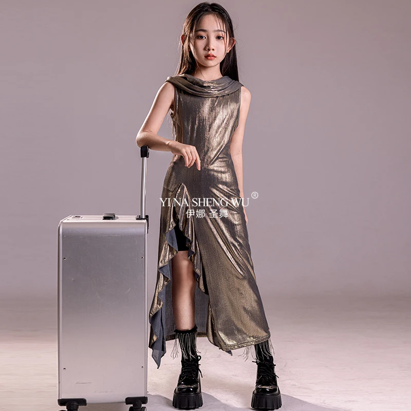 Jazzdanskostuums voor meisjes Losse hoodie Oefenkleding Kinderen Ballroom Hip Hop Dansvoorstelling Slijtage