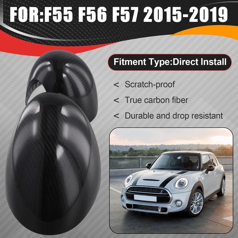 Real Carbon Fiber Rear View Mirror Decorative Caps For Mini F55 F56 F57 2015-2019 RHD Outside Side View Mirror Cover