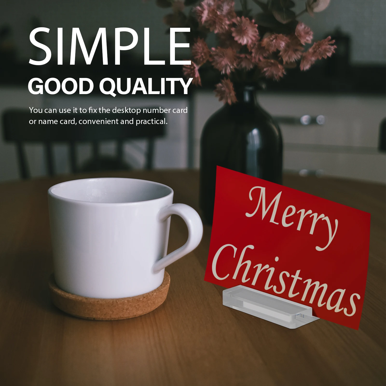 

2pcs Card Slot Display Base Desktop Holder Support Stand Transparent Sign Fixing Stand For Name Card Sign