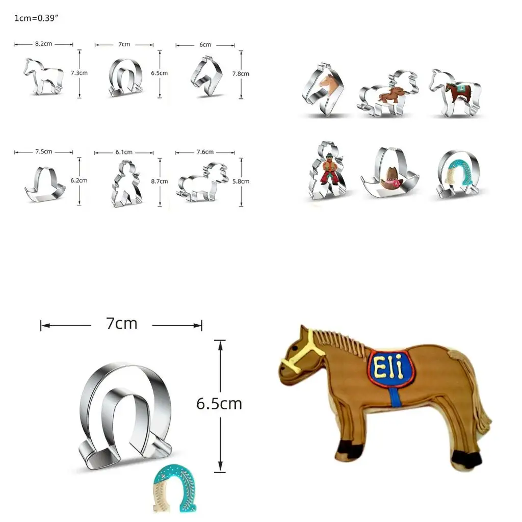 Cartoon White Horse Cowboy Cake Mold DIY Baking Utensils Cookie Cutting Moulds high quality