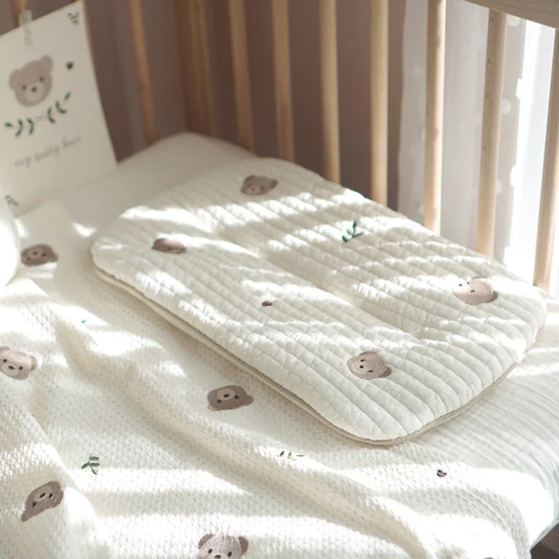 Flat Head Shaping Baby Pillow Newborn Pure Cotton Embroidered Sweat Absorbing All Season Infant Support