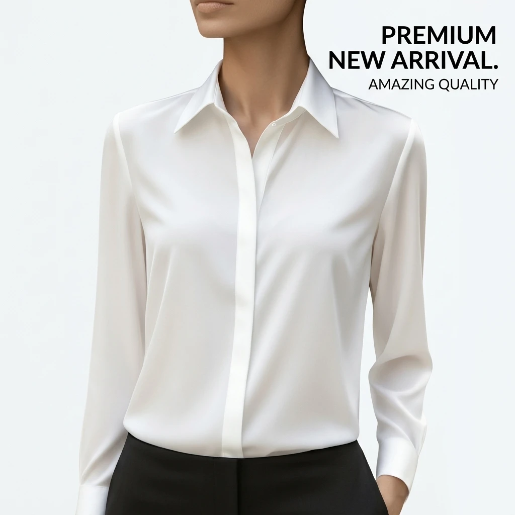 Satin Blouse for Women Long Sleeve Silk Like Button Down Shirt Elegant Solid Office Work Top