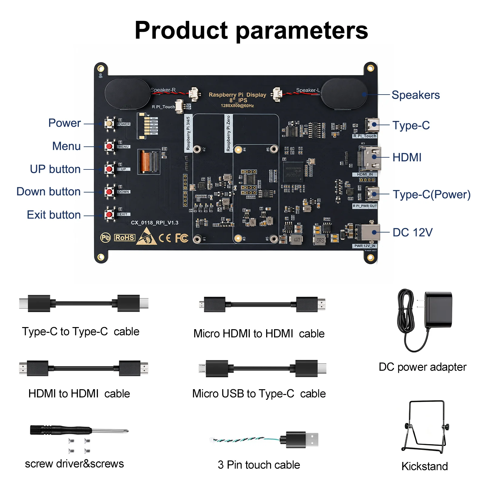 Raspberry Pi 5 8.0 inç IPS Dok - Portable Touchscreen Monitor For Laptop incelemesi ve fiyatı