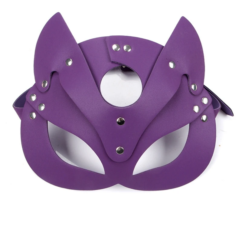 Máscara de raposa de couro pu sexy para mulheres, vestido de baile, boate de halloween, festa, cosplay, fantasias, máscaras de animais, acessórios exóticos