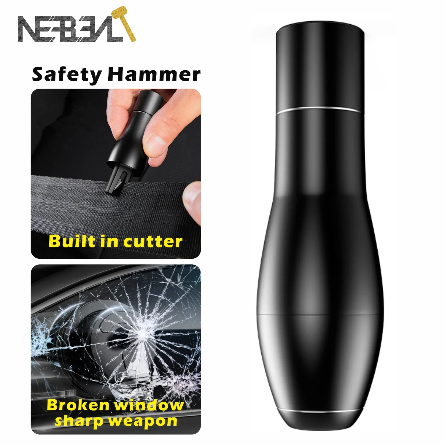 2in1 Mini Car Styling Pocket Auto Emergency Escape Rescue Tool Glass Window Breaking Safety Hammer Keychain Seat Belt Cutter