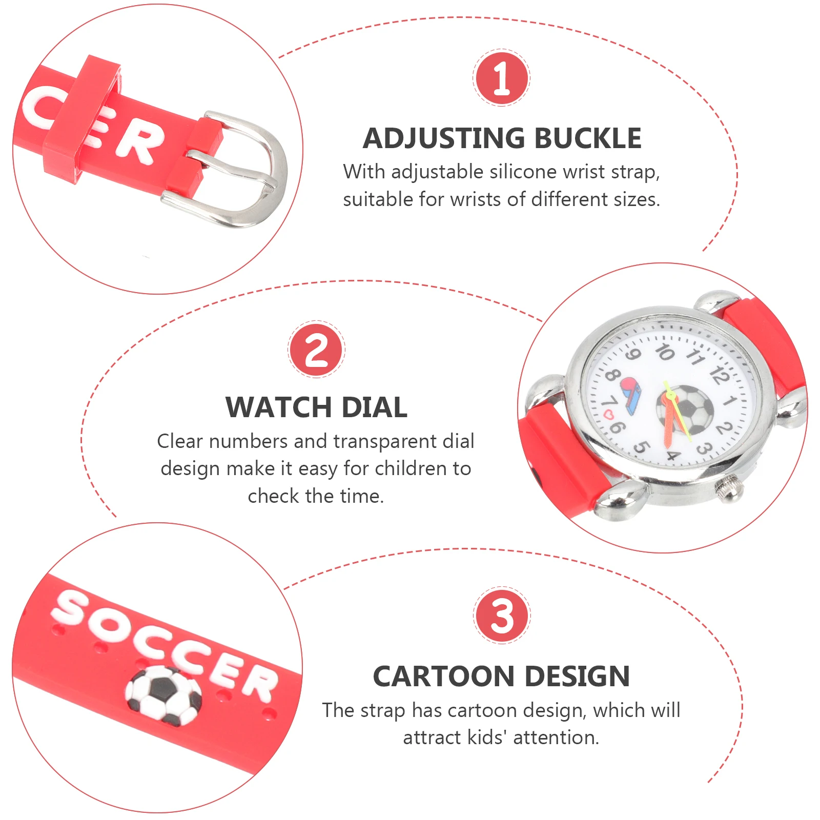 

Cartoon Watch for Kids Girls Boys Rubber Strap Adjustable Clear Dial Transparent Design Wear-Resistant Decorative Gift Birthday