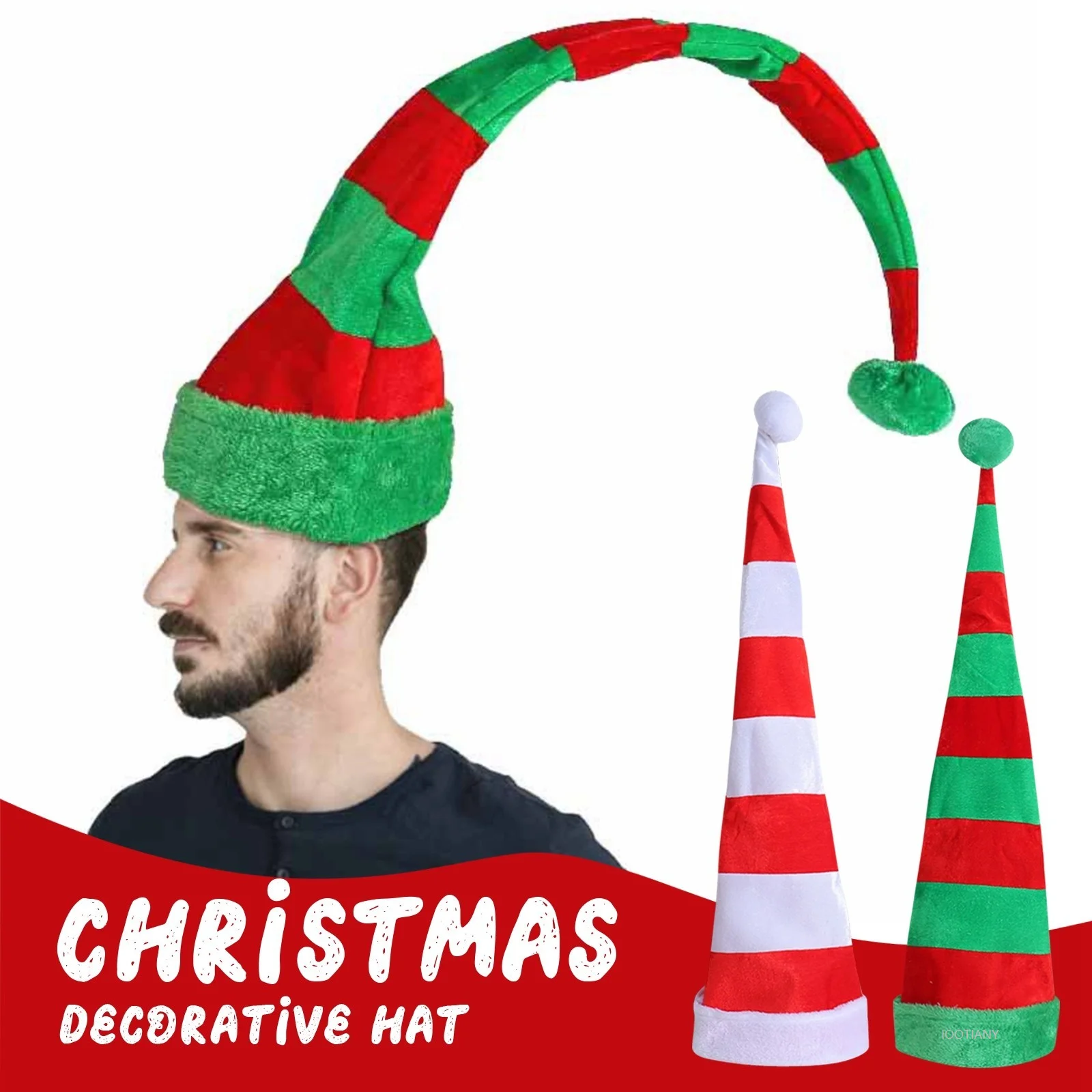 

New Christmas Long Hat Creative Elf Hat Holiday Party Adult Children Cosplay Atmosphere Christmas Decoration Clown Hat 2025