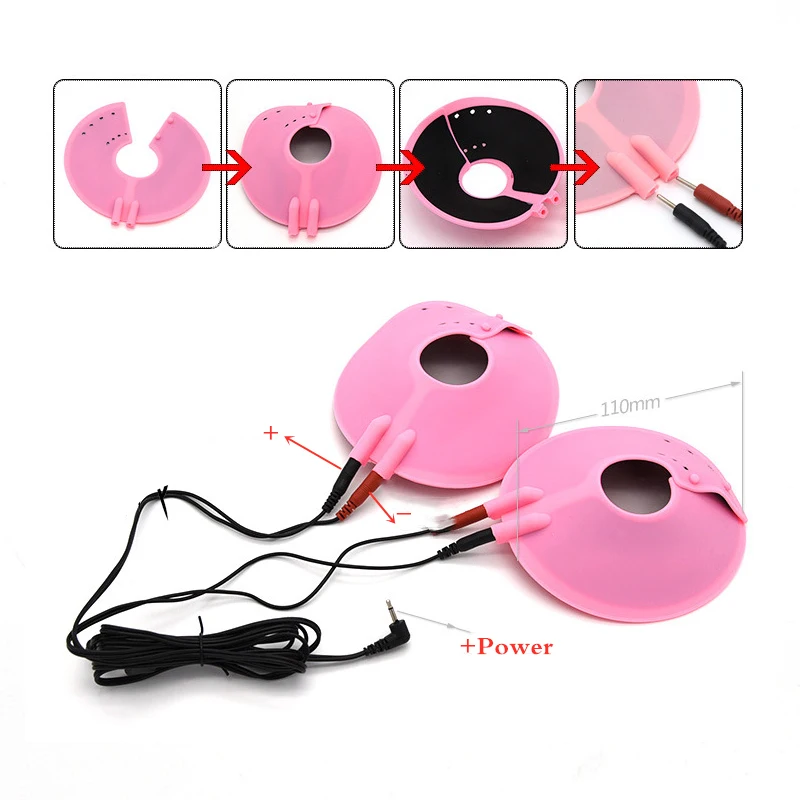 BDSM Bondage Electric Shock Nipple Sucker Clamp Electro Stim Sex Nipple Paste Pads Breast Stimulate Massage Pads Woman Sex Toys view 5