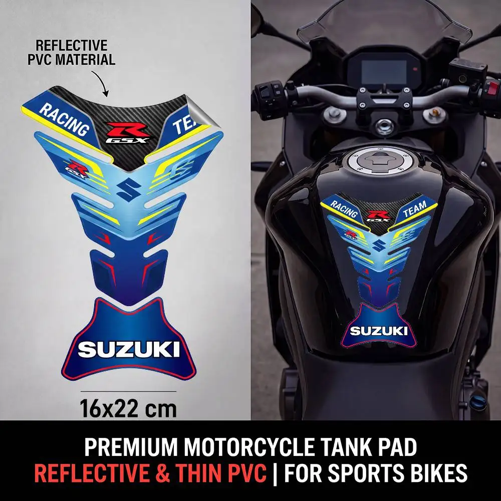 

FOR SUZUKI Motorcycle PVC Tank Pad Tank Cap Protector Racing Sticker Universal
