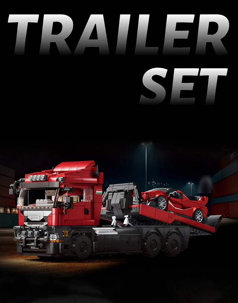 Technische Bausteine LKW-Sets Anhänger Autos Transportfahrzeug Kreative MOC Bauspielzeuge Geburtstagsgeschenke für Erwachsene 1728 Teile Modell – Detail 1