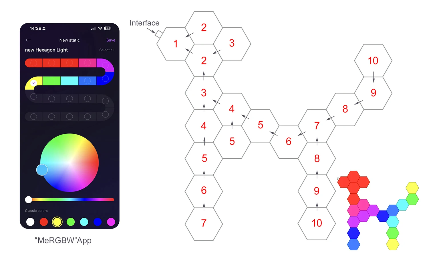 8/12/20 PCS Smart Hexagon Wall Light Color Changing Ambient Hexagonal Lights Night DIY Music Sync MeRGBW APP Games Room Bedroom