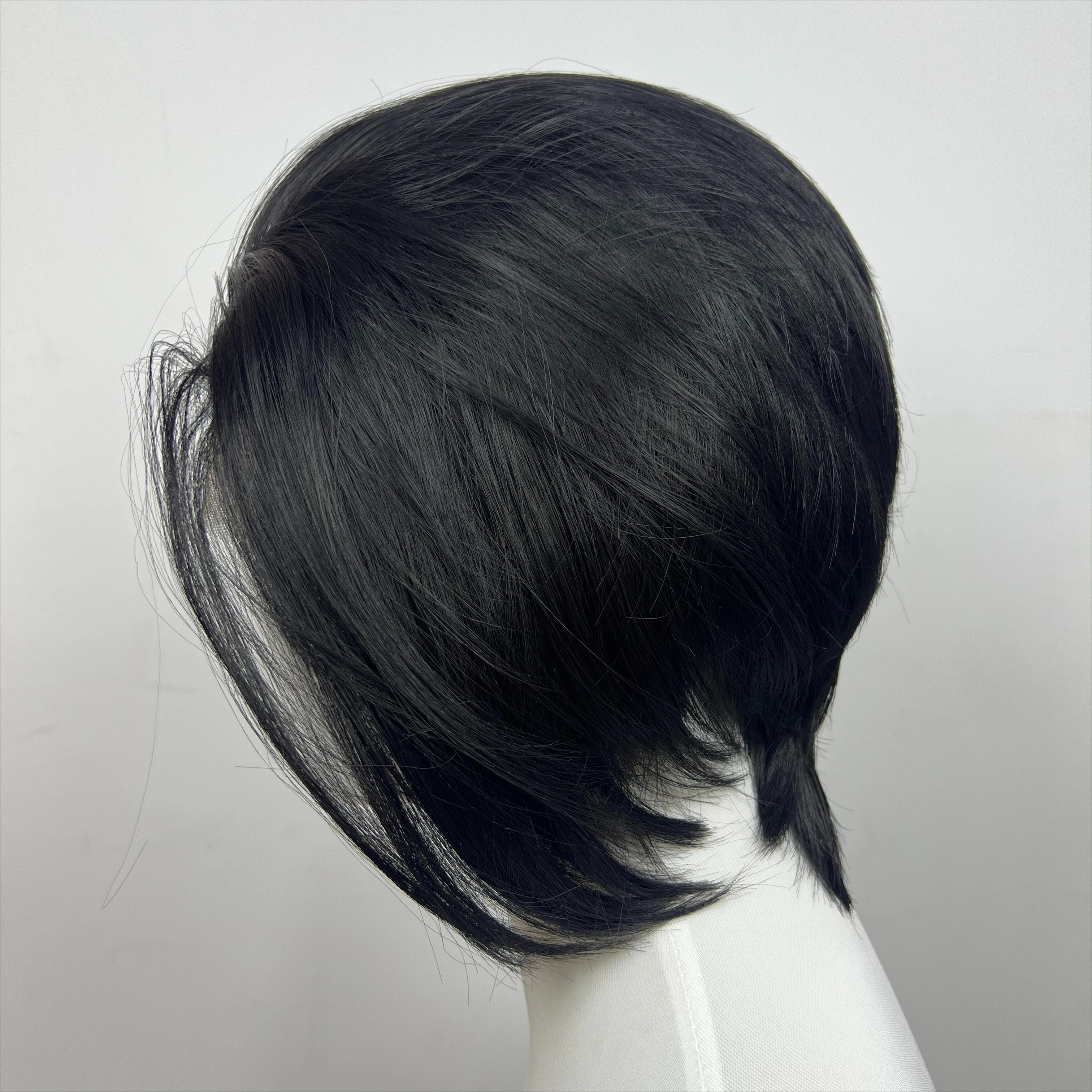 Parrucca corta nera Ashely per uomo 8 pollici 13 * 4 HD Frontale in pizzo Fibre ad alta temperatura Parrucche sintetiche in pizzo dall'aspetto naturale per cosplay